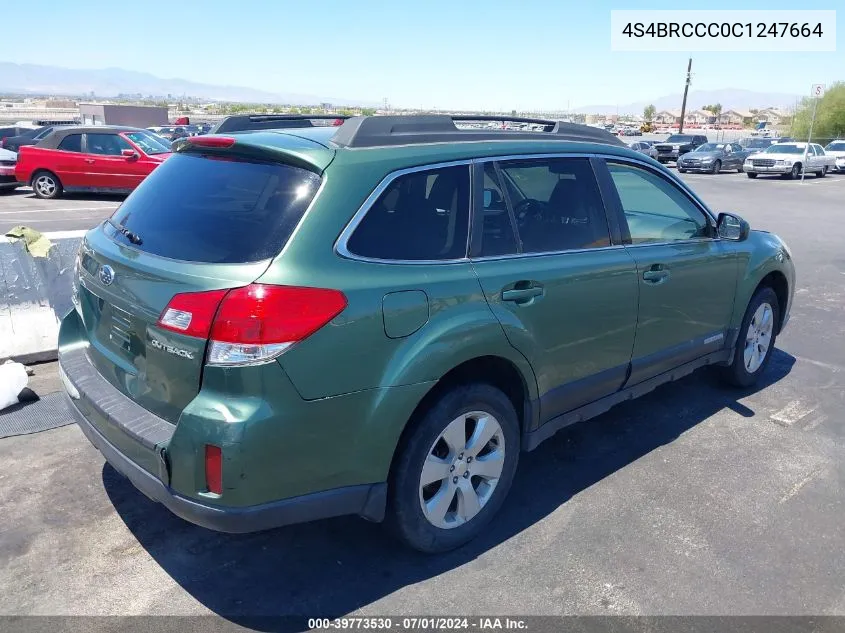 2012 Subaru Outback 2.5I Premium VIN: 4S4BRCCC0C1247664 Lot: 39773530