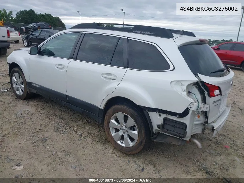 2012 Subaru Outback 2.5I Limited VIN: 4S4BRBKC6C3275002 Lot: 40018873