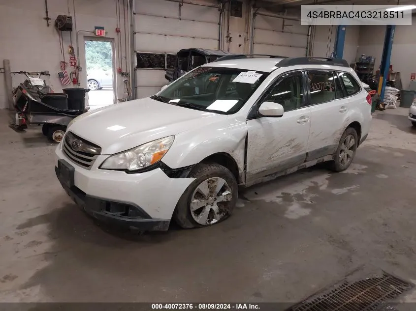 4S4BRBAC4C3218511 2012 Subaru Outback 2.5I