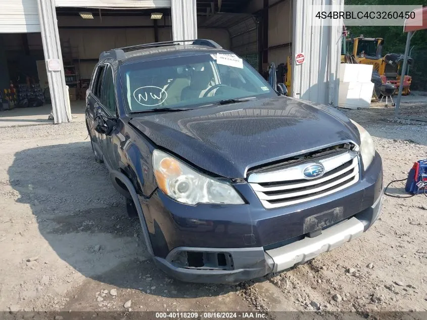 2012 Subaru Outback 2.5I Limited VIN: 4S4BRBLC4C3260450 Lot: 40118209