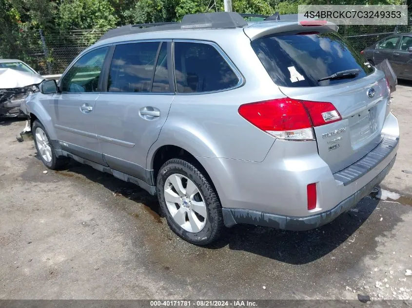 2012 Subaru Outback 2.5I Limited VIN: 4S4BRCKC7C3249353 Lot: 40171781