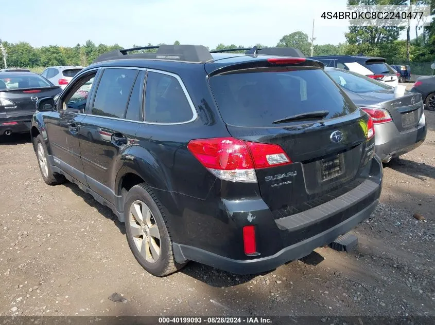 4S4BRDKC8C2240477 2012 Subaru Outback 3.6R Limited