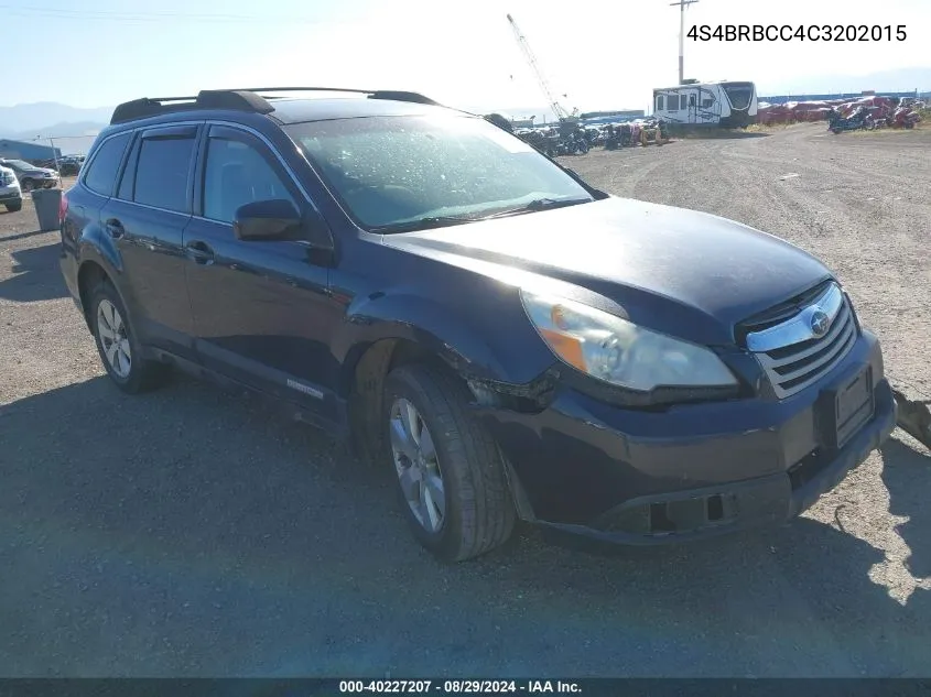 2012 Subaru Outback 2.5I Premium VIN: 4S4BRBCC4C3202015 Lot: 40227207