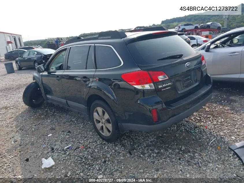 2012 Subaru Outback 2.5I VIN: 4S4BRCAC4C1273722 Lot: 40278727