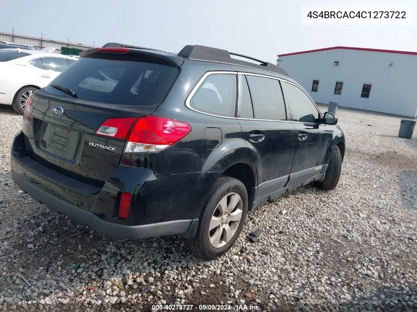 2012 Subaru Outback 2.5I VIN: 4S4BRCAC4C1273722 Lot: 40278727