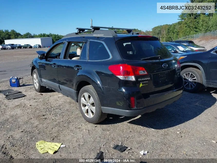 2012 Subaru Outback 2.5I Limited VIN: 4S4BRBJCXC3243252 Lot: 40291345