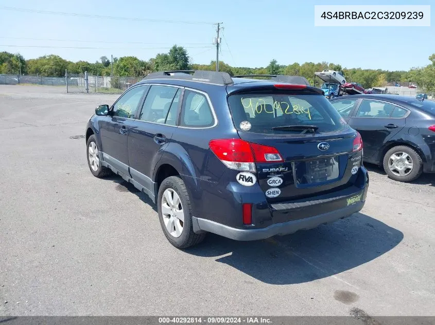 2012 Subaru Outback 2.5I VIN: 4S4BRBAC2C3209239 Lot: 40292814