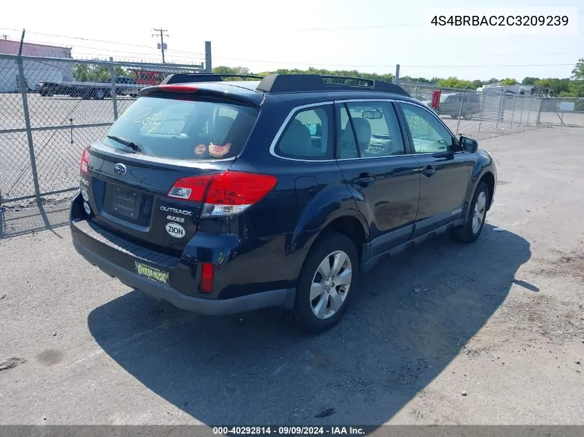 2012 Subaru Outback 2.5I VIN: 4S4BRBAC2C3209239 Lot: 40292814