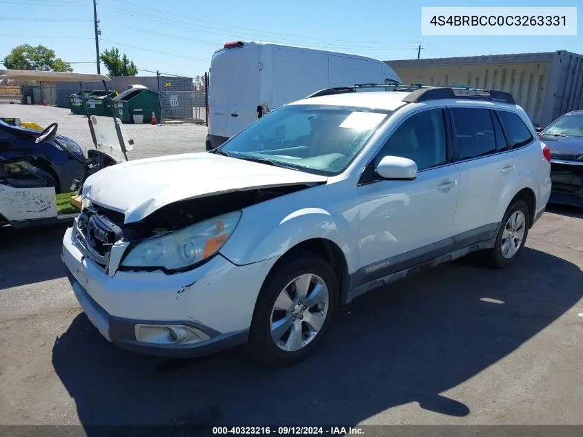 2012 Subaru Outback 2.5I Premium VIN: 4S4BRBCC0C3263331 Lot: 40323216