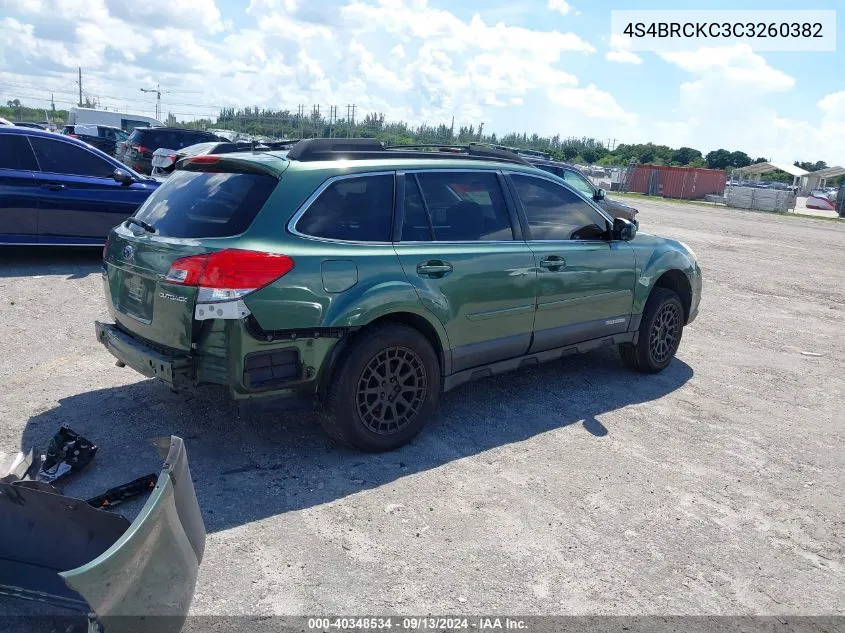 2012 Subaru Outback 2.5I Limited VIN: 4S4BRCKC3C3260382 Lot: 40348534