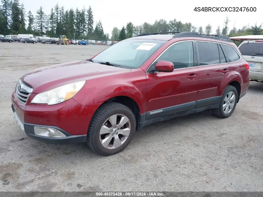 2012 Subaru Outback 2.5I Limited VIN: 4S4BRCKCXC3247600 Lot: 40375426