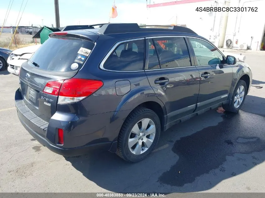 2012 Subaru Outback 2.5I Premium VIN: 4S4BRBBC8C3301762 Lot: 40383853