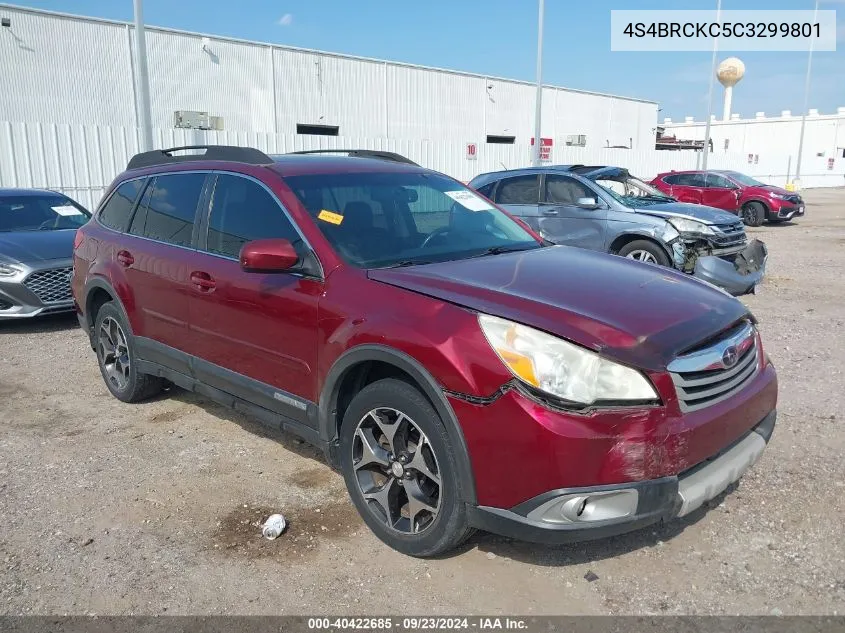 2012 Subaru Outback 2.5I Limited VIN: 4S4BRCKC5C3299801 Lot: 40422685