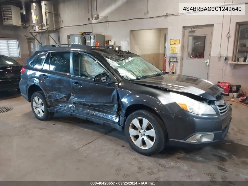 2012 Subaru Outback 2.5I VIN: 4S4BRBAC0C1249640 Lot: 40428657