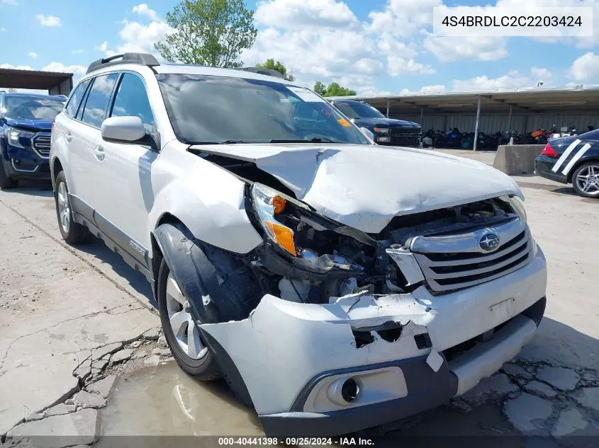 2012 Subaru Outback 3.6R Limited VIN: 4S4BRDLC2C2203424 Lot: 40441398