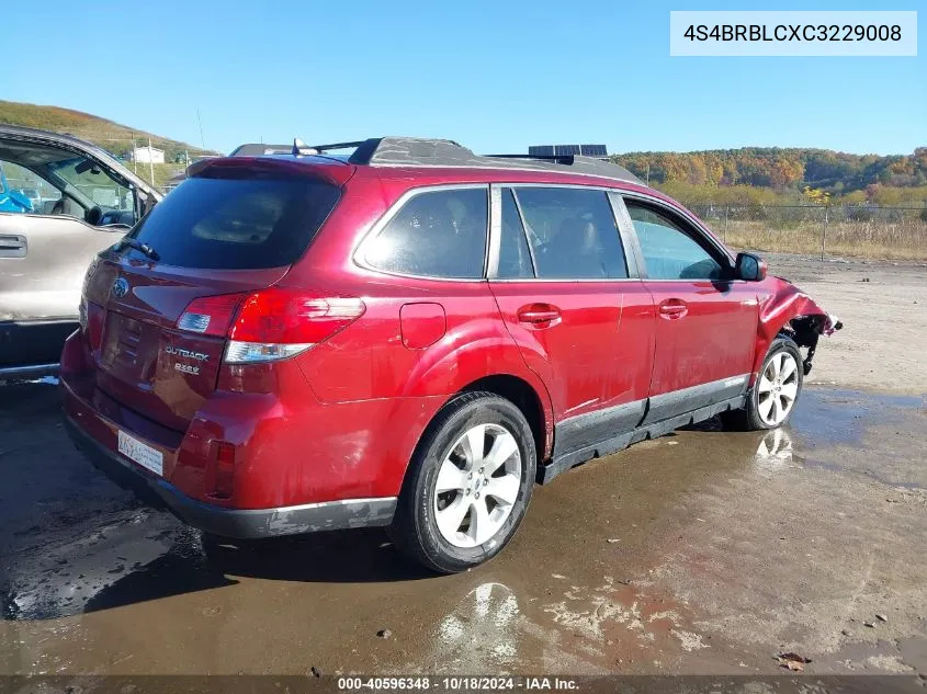 2012 Subaru Outback 2.5I Limited VIN: 4S4BRBLCXC3229008 Lot: 40596348