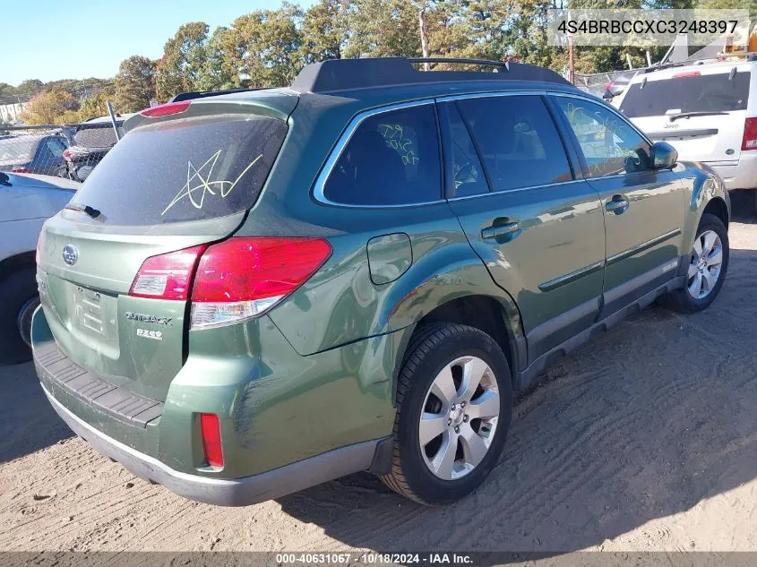 2012 Subaru Outback 2.5I Premium VIN: 4S4BRBCCXC3248397 Lot: 40631067