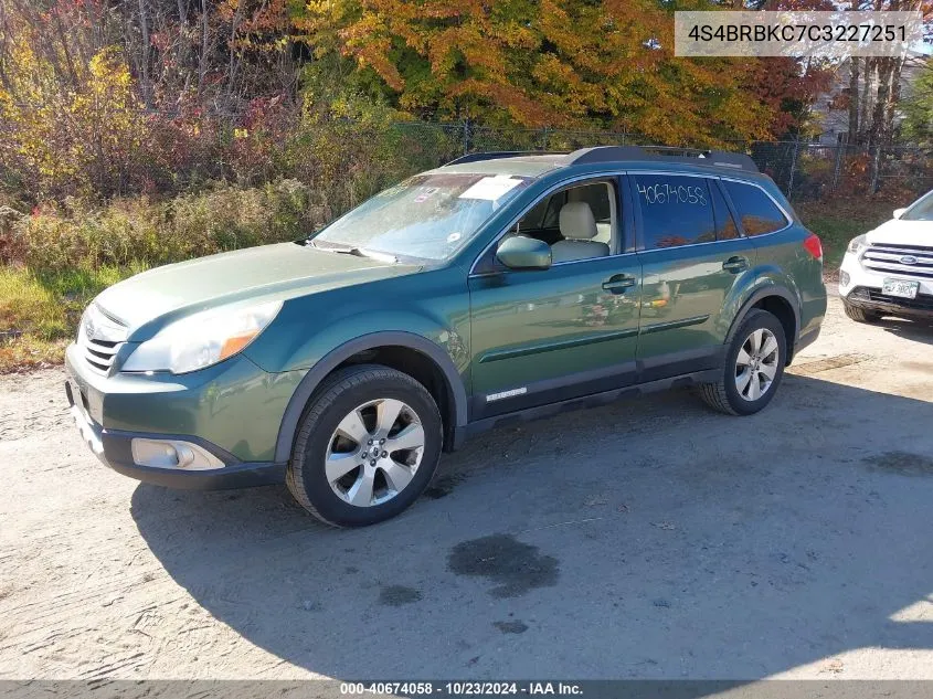 2012 Subaru Outback 2.5I Limited VIN: 4S4BRBKC7C3227251 Lot: 40674058