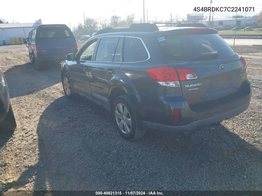 2012 Subaru Outback 3.6R Limited VIN: 4S4BRDKC7C2241071 Lot: 40821315