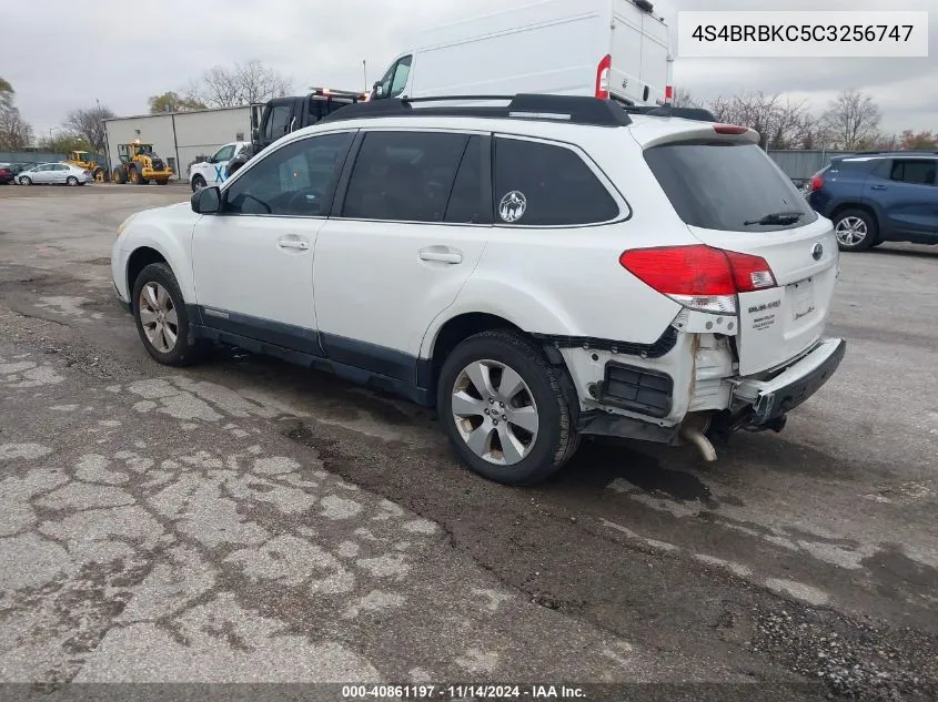 2012 Subaru Outback 2.5I Limited VIN: 4S4BRBKC5C3256747 Lot: 40861197