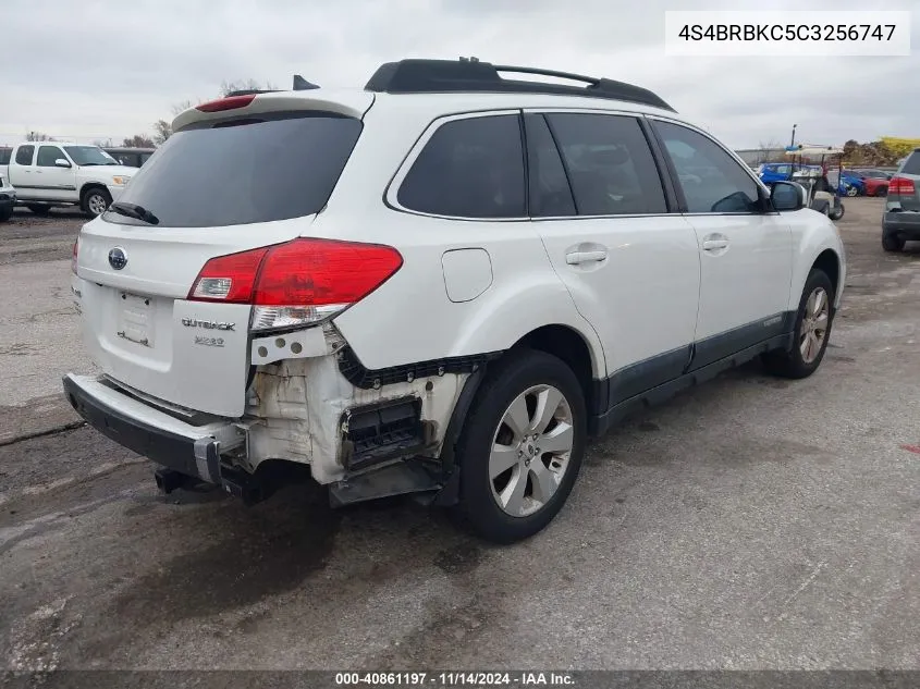 2012 Subaru Outback 2.5I Limited VIN: 4S4BRBKC5C3256747 Lot: 40861197