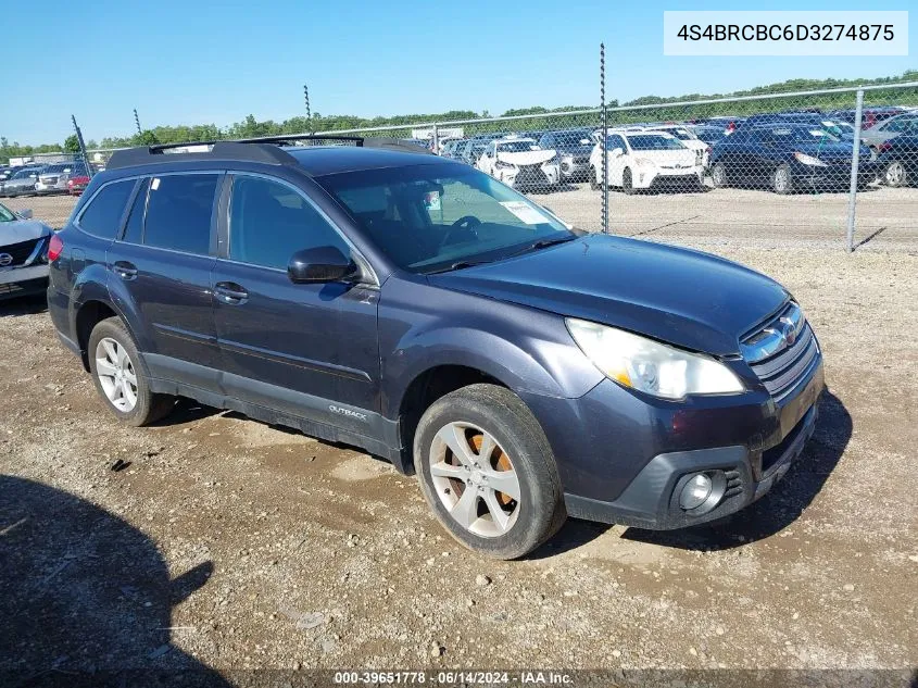 2013 Subaru Outback 2.5I Premium VIN: 4S4BRCBC6D3274875 Lot: 39651778