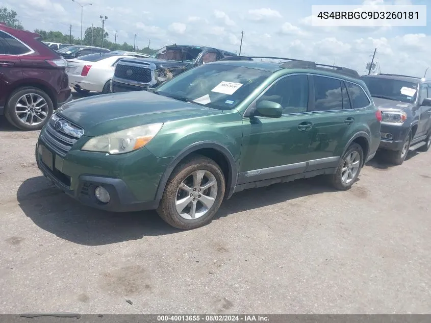 2013 Subaru Outback 2.5I Premium VIN: 4S4BRBGC9D3260181 Lot: 40013655