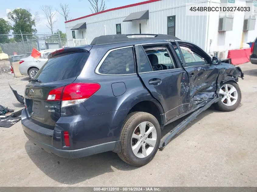 2013 Subaru Outback 2.5I Premium VIN: 4S4BRBCC1D3274033 Lot: 40132010