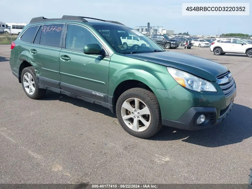 2013 Subaru Outback 2.5I Premium VIN: 4S4BRBCC0D3220352 Lot: 40177410