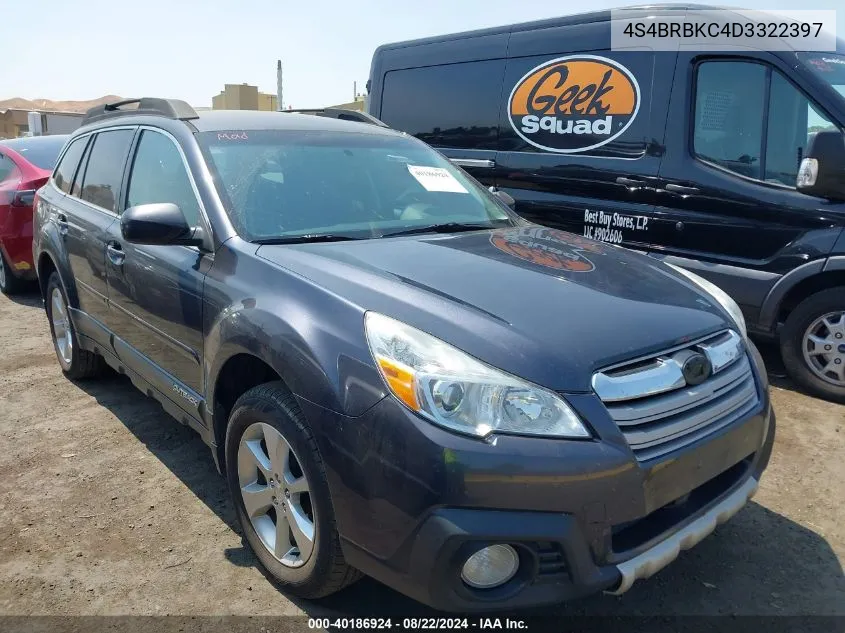 2013 Subaru Outback 2.5I Limited VIN: 4S4BRBKC4D3322397 Lot: 40186924