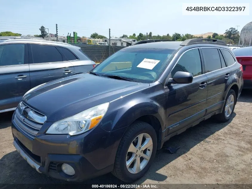 2013 Subaru Outback 2.5I Limited VIN: 4S4BRBKC4D3322397 Lot: 40186924