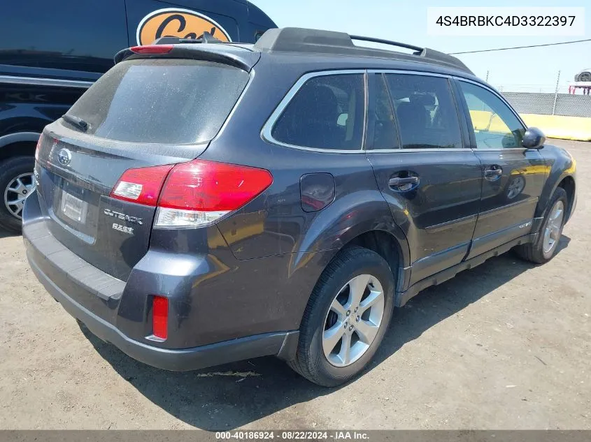 2013 Subaru Outback 2.5I Limited VIN: 4S4BRBKC4D3322397 Lot: 40186924