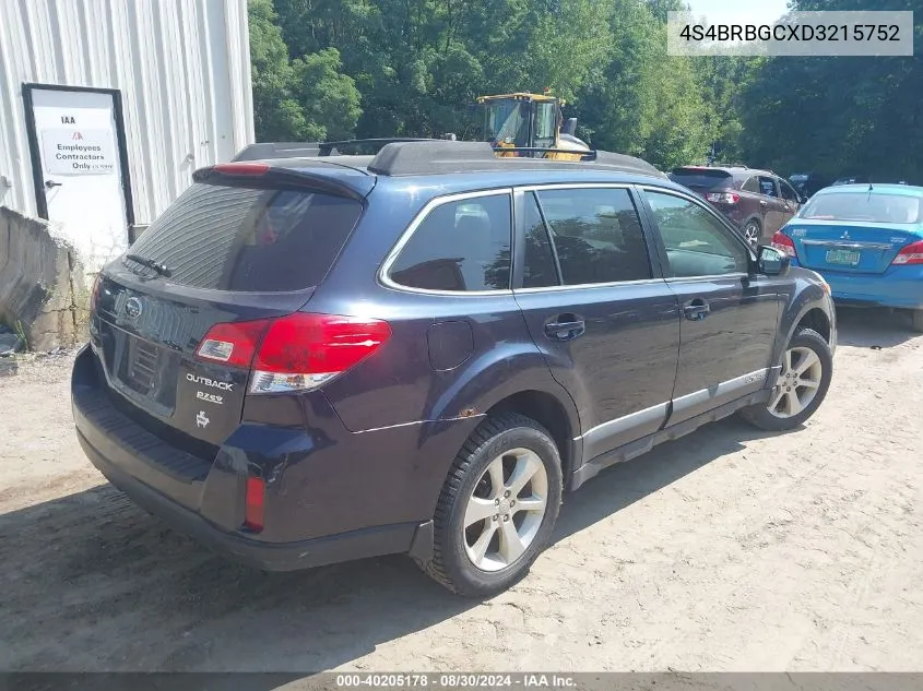 4S4BRBGCXD3215752 2013 Subaru Outback 2.5I Premium