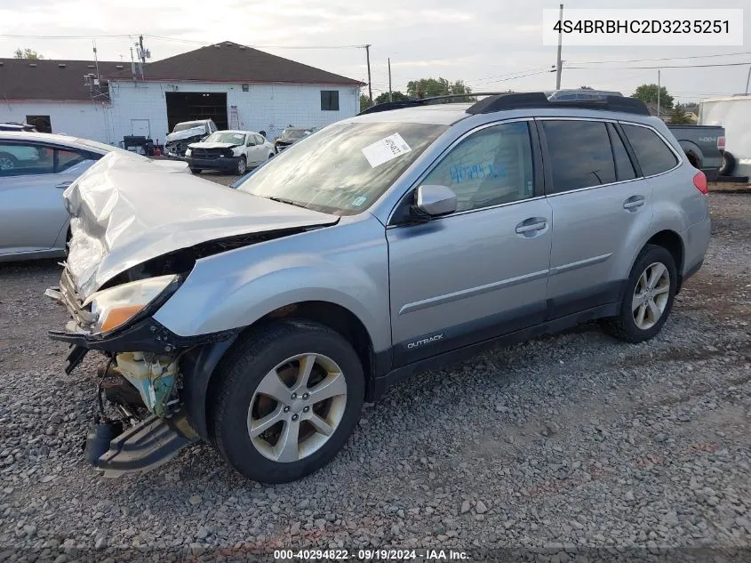 2013 Subaru Outback 2.5I Premium VIN: 4S4BRBHC2D3235251 Lot: 40294822