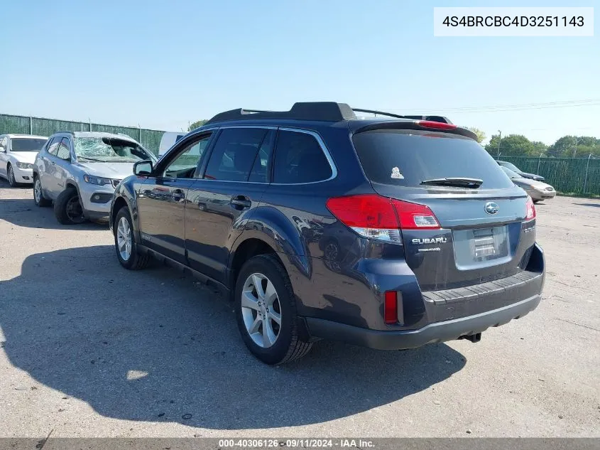 2013 Subaru Outback 2.5I Premium VIN: 4S4BRCBC4D3251143 Lot: 40306126