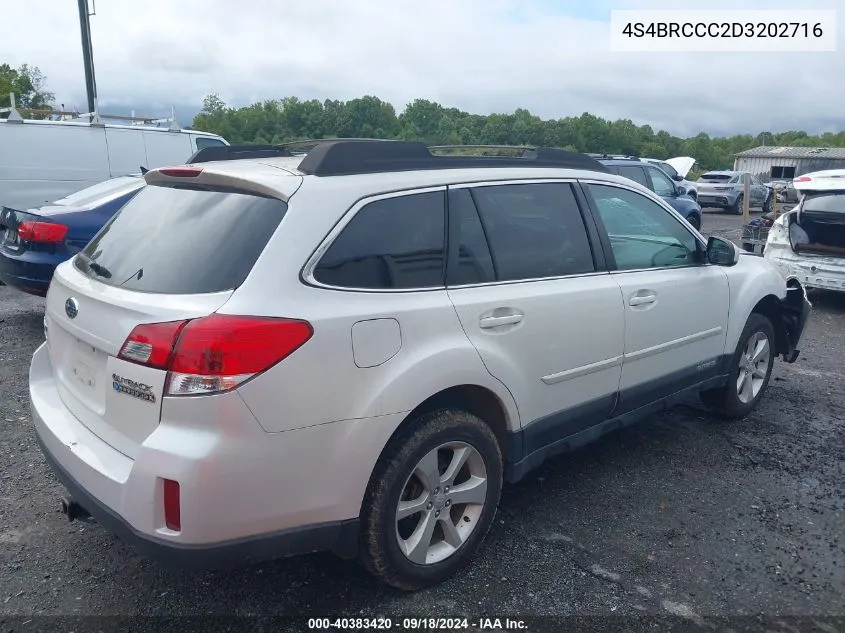 2013 Subaru Outback 2.5I Premium VIN: 4S4BRCCC2D3202716 Lot: 40383420