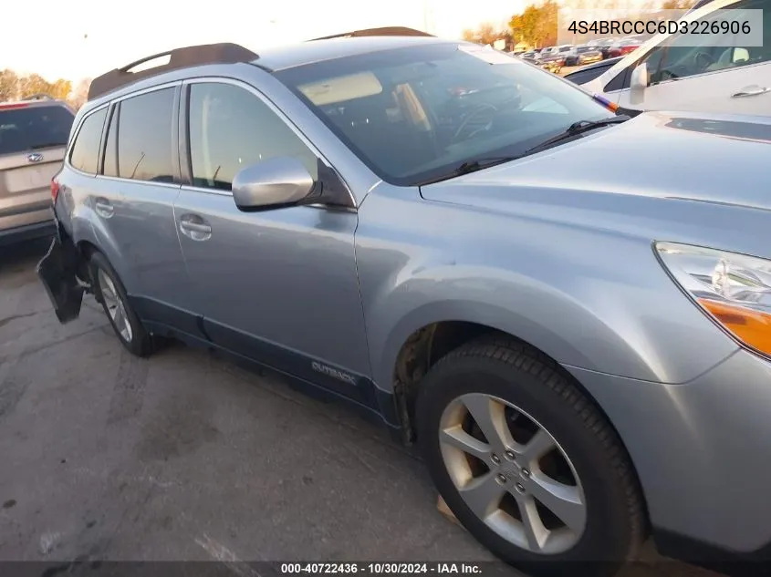 2013 Subaru Outback 2.5I Premium VIN: 4S4BRCCC6D3226906 Lot: 40722436