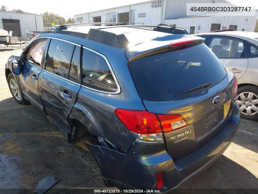 2013 Subaru Outback 2.5I Premium VIN: 4S4BRBGC3D3287747 Lot: 40723579