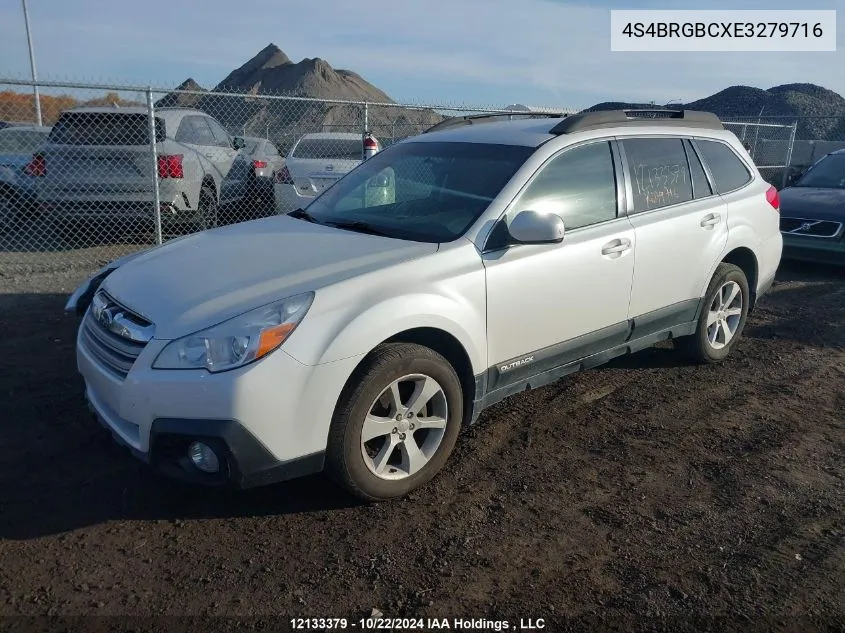 2014 Subaru Outback 2.5I Premium VIN: 4S4BRGBCXE3279716 Lot: 12133379