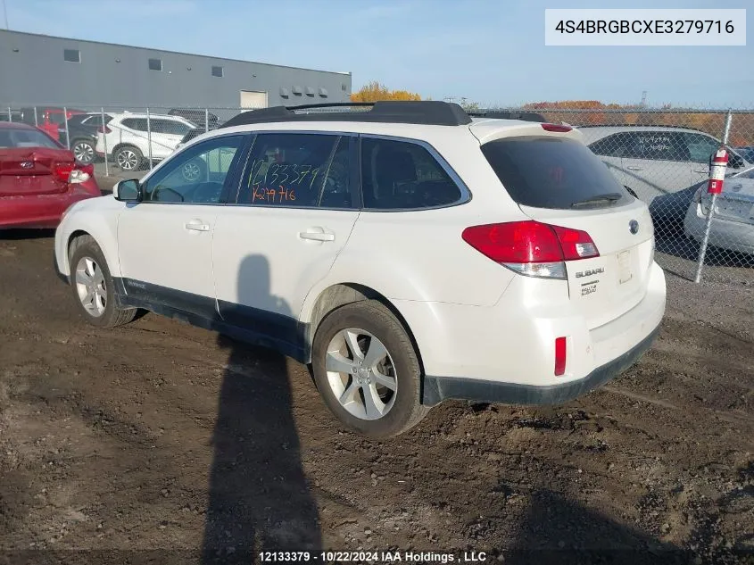 2014 Subaru Outback 2.5I Premium VIN: 4S4BRGBCXE3279716 Lot: 12133379