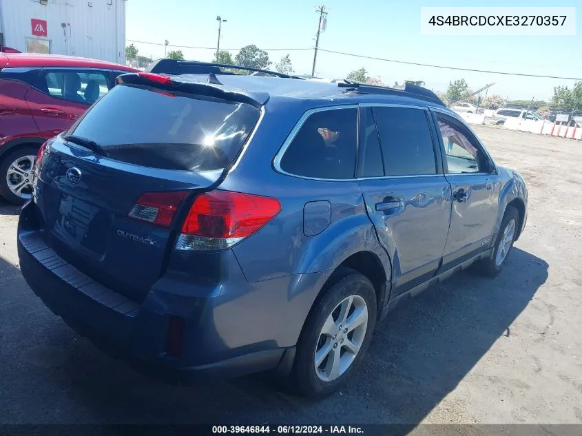 4S4BRCDCXE3270357 2014 Subaru Outback 2.5I Premium