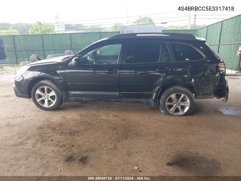 2014 Subaru Outback 2.5I Premium VIN: 4S4BRBCC5E3317418 Lot: 39838724