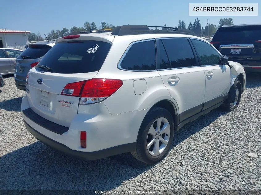 2014 Subaru Outback 2.5I Premium VIN: 4S4BRBCC0E3283744 Lot: 39872477