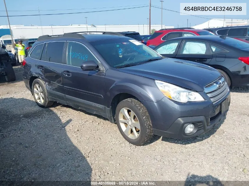 4S4BRBDC4E3246758 2014 Subaru Outback 2.5I Premium