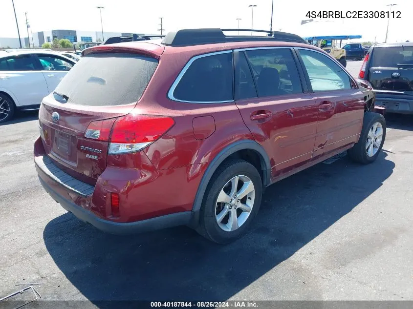 2014 Subaru Outback 2.5I Limited VIN: 4S4BRBLC2E3308112 Lot: 40187844