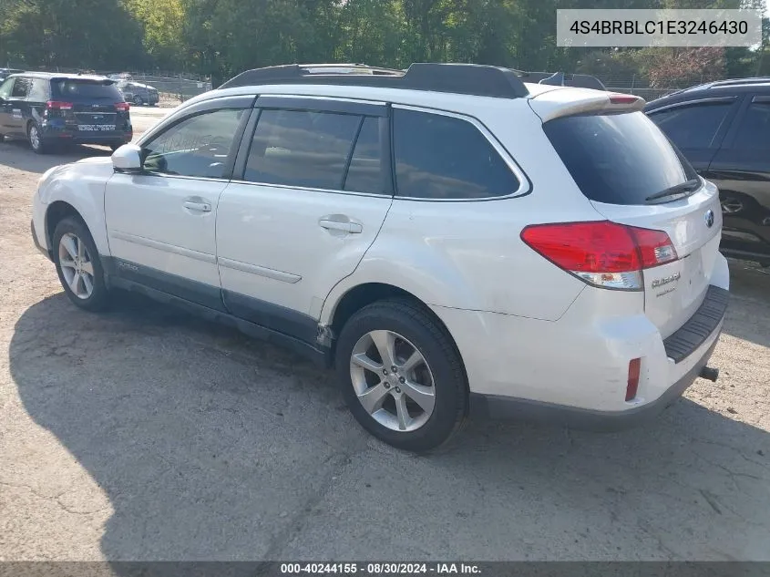 2014 Subaru Outback 2.5I Limited VIN: 4S4BRBLC1E3246430 Lot: 40244155