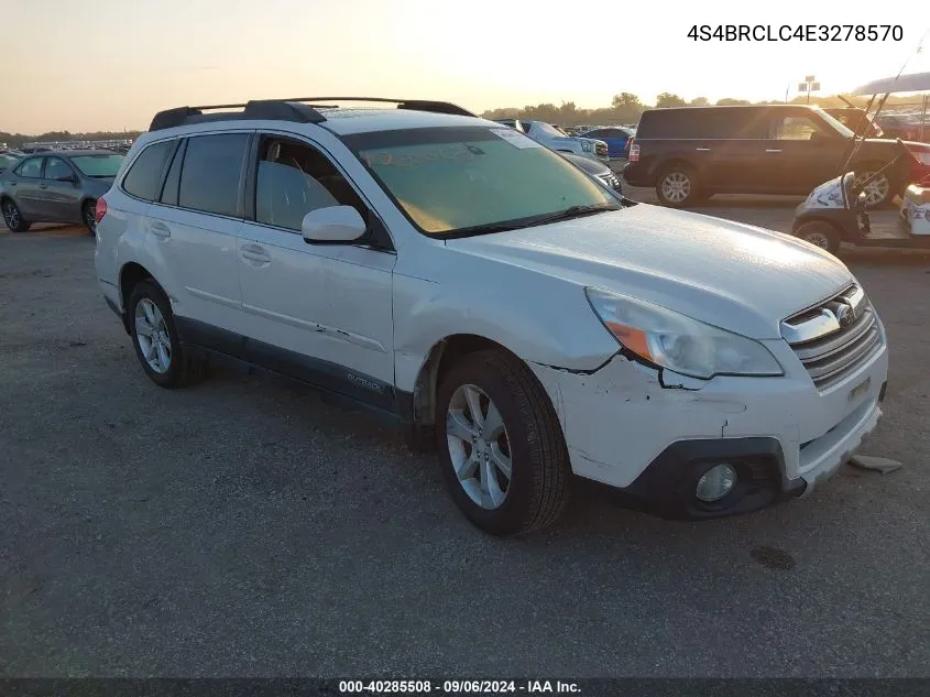 4S4BRCLC4E3278570 2014 Subaru Outback 2.5I Limited