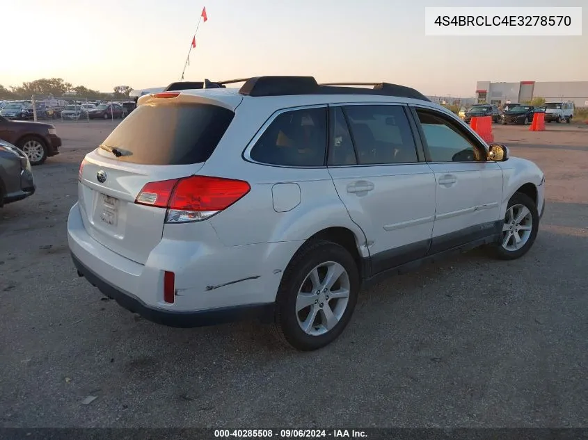 4S4BRCLC4E3278570 2014 Subaru Outback 2.5I Limited