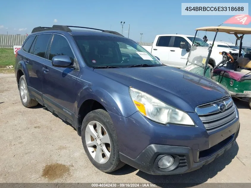 2014 Subaru Outback 2.5I Premium VIN: 4S4BRBCC6E3318688 Lot: 40342430