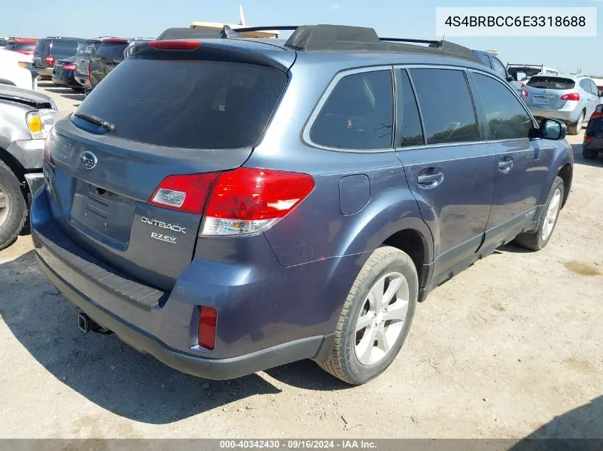 2014 Subaru Outback 2.5I Premium VIN: 4S4BRBCC6E3318688 Lot: 40342430